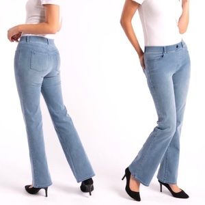 Betabrand Straight Leg Denim Pants Women’s Size XL Pull On Pockets Stretch Light